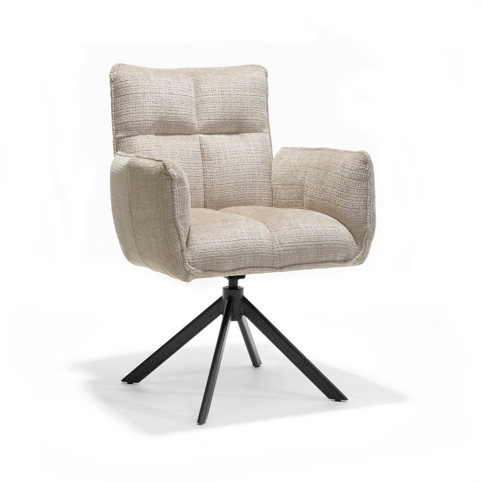 RV Design Nova armstoel Stof Cremona #02 Ecru - 360 Draaibaar frame zwart A360