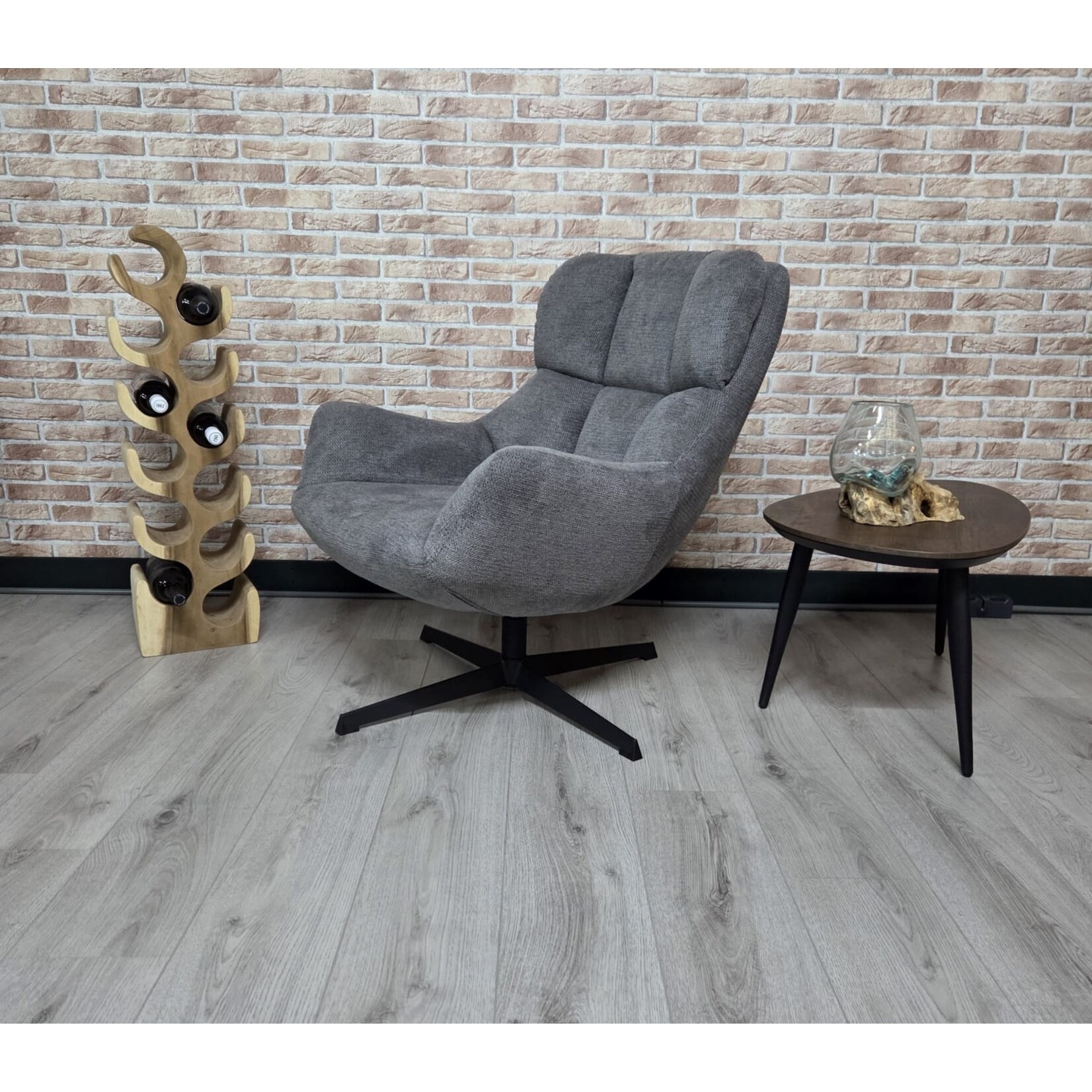Maxfurn Fauteuil Modesto Antraciet – Draaifauteuil in zachte Art-stof