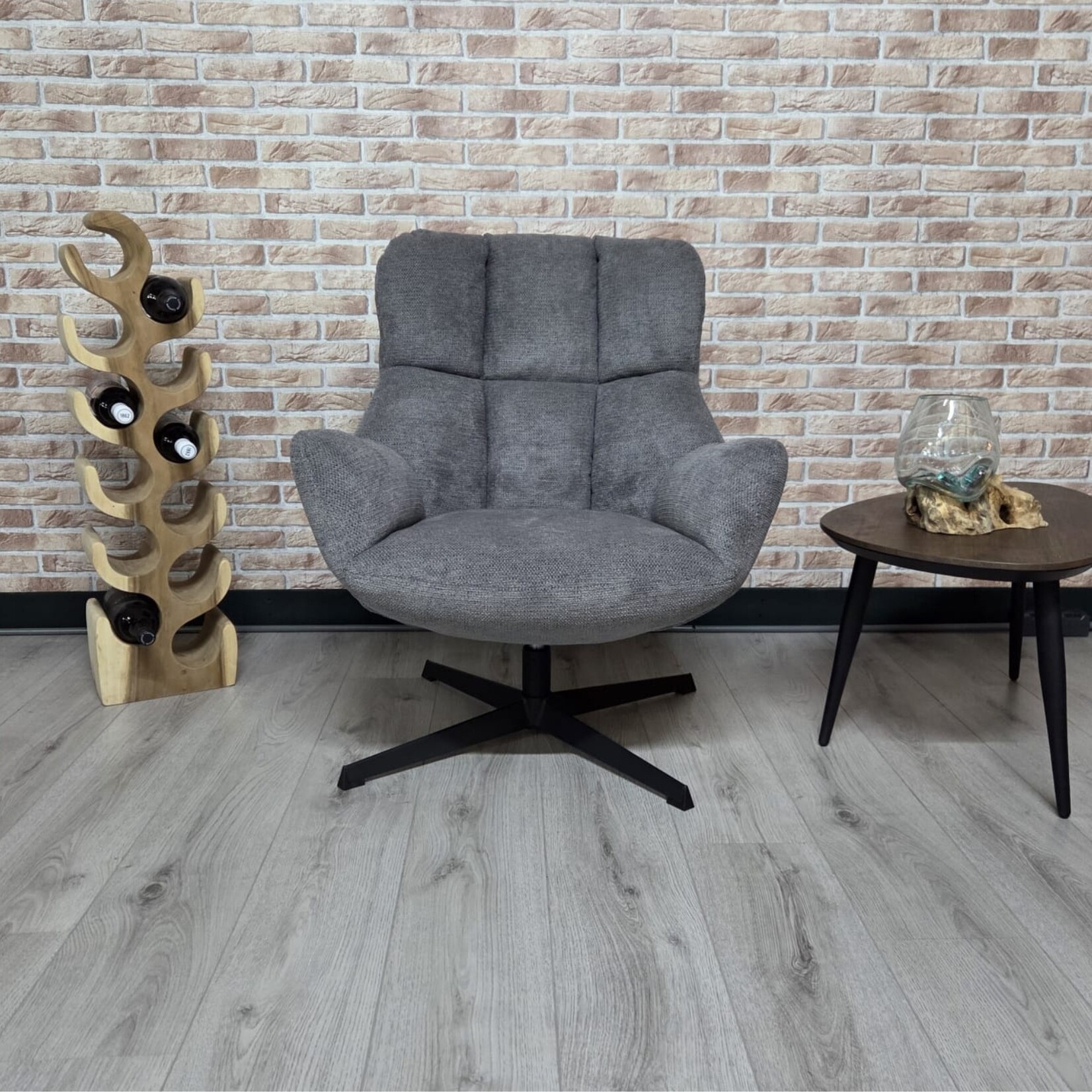 Maxfurn Fauteuil Modesto Antraciet – Draaifauteuil in zachte Art-stof