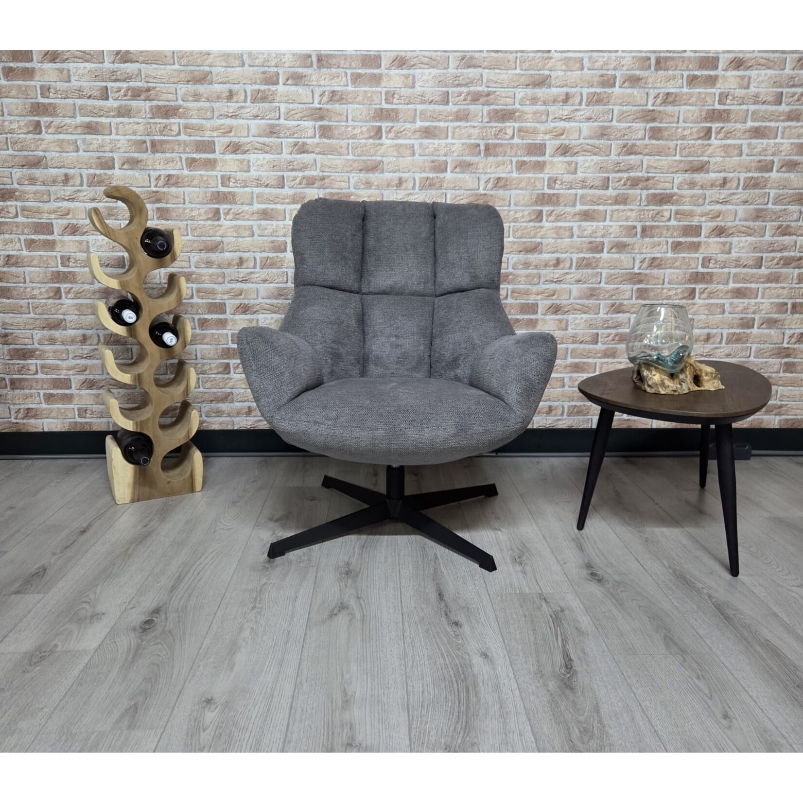 Maxfurn Fauteuil Modesto Antraciet – Draaifauteuil in zachte Art-stof