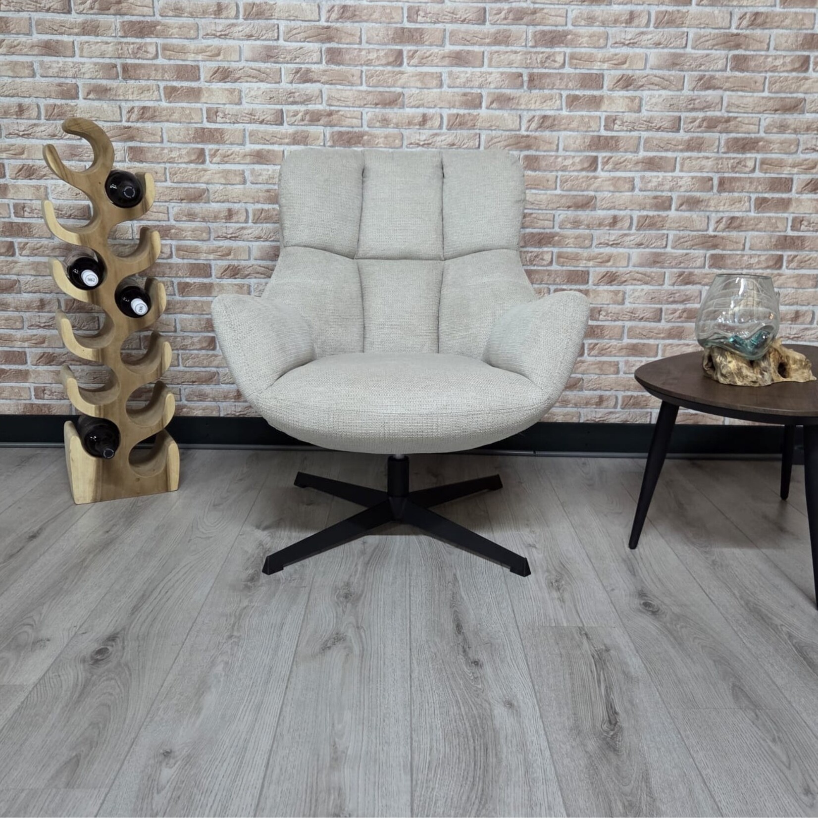 Maxfurn Fauteuil Modesto Beige – Draaifauteuil in zachte Art-stof