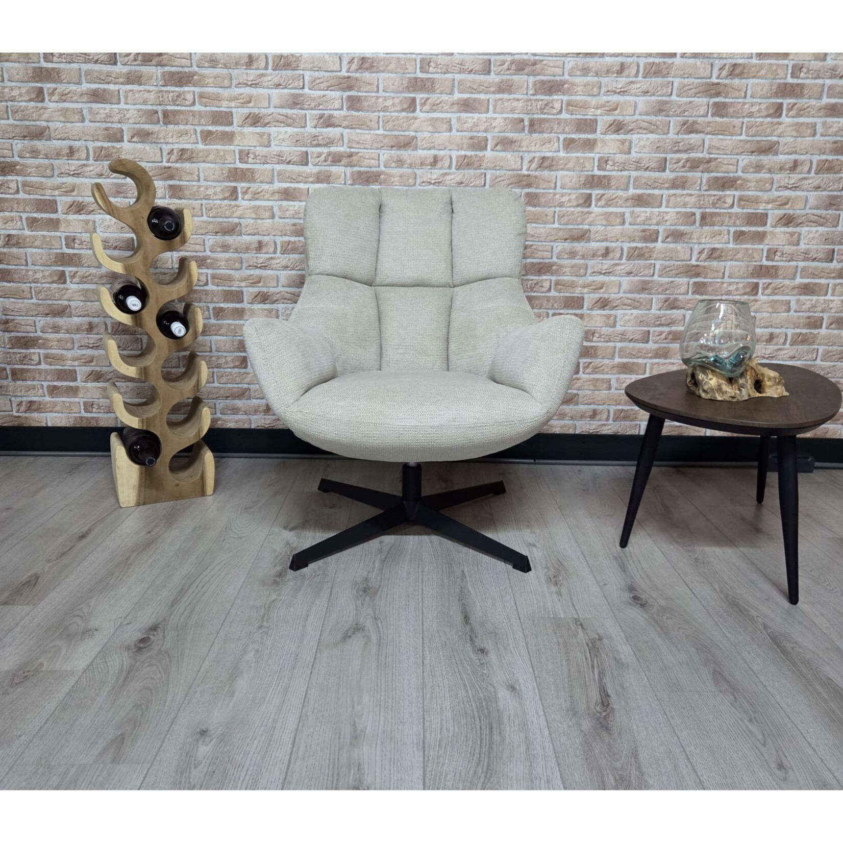 Maxfurn Fauteuil Modesto Beige – Draaifauteuil in zachte Art-stof