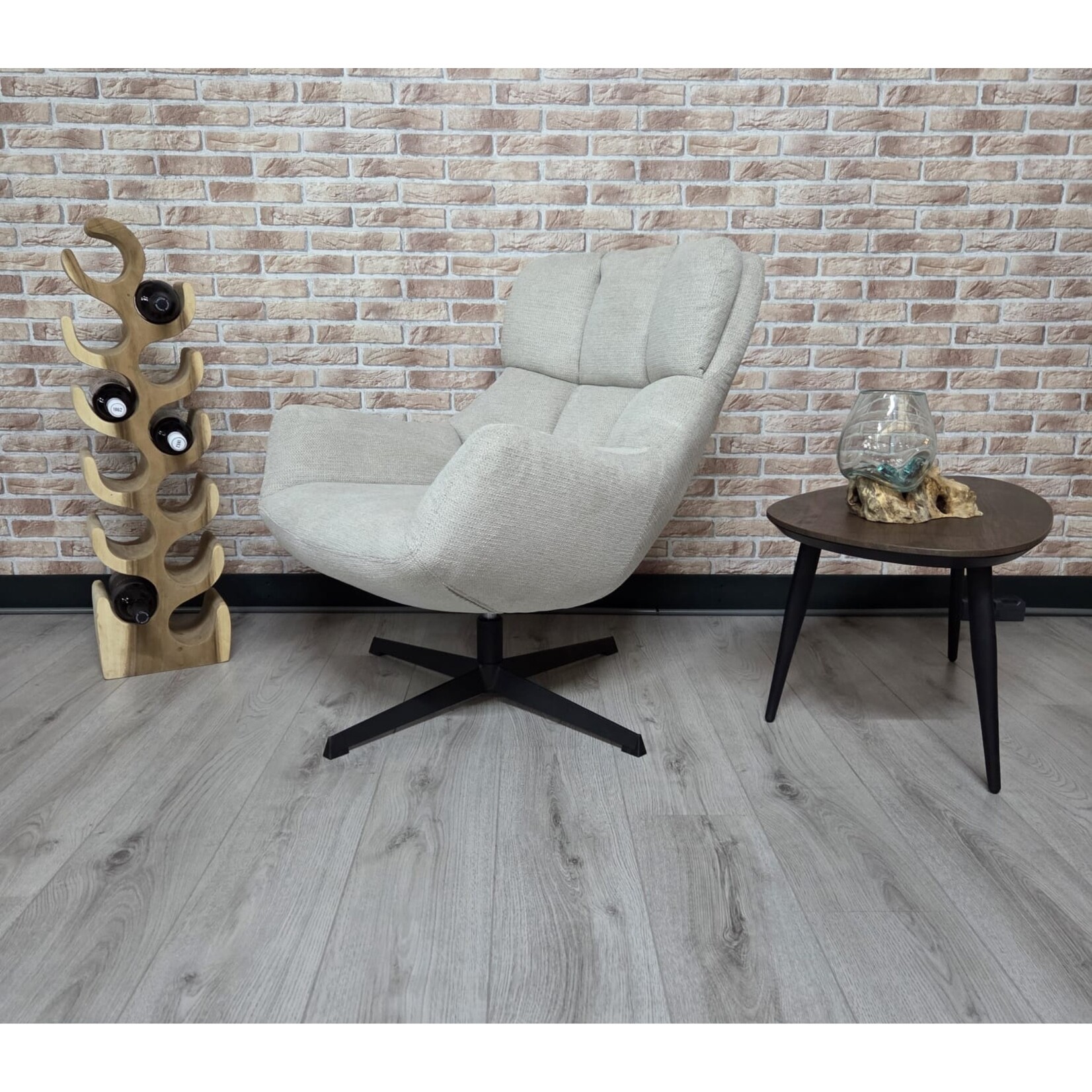 Maxfurn Fauteuil Modesto Beige – Draaifauteuil in zachte Art-stof