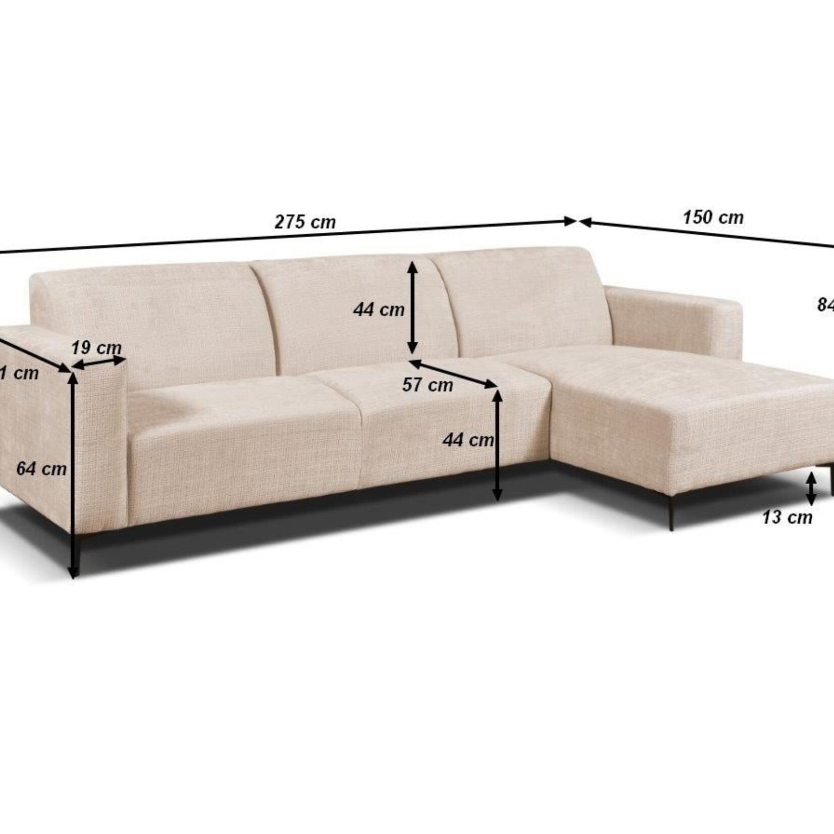 Ronald Hoekbank Ronald stof Beige Cremona 2 rechts
