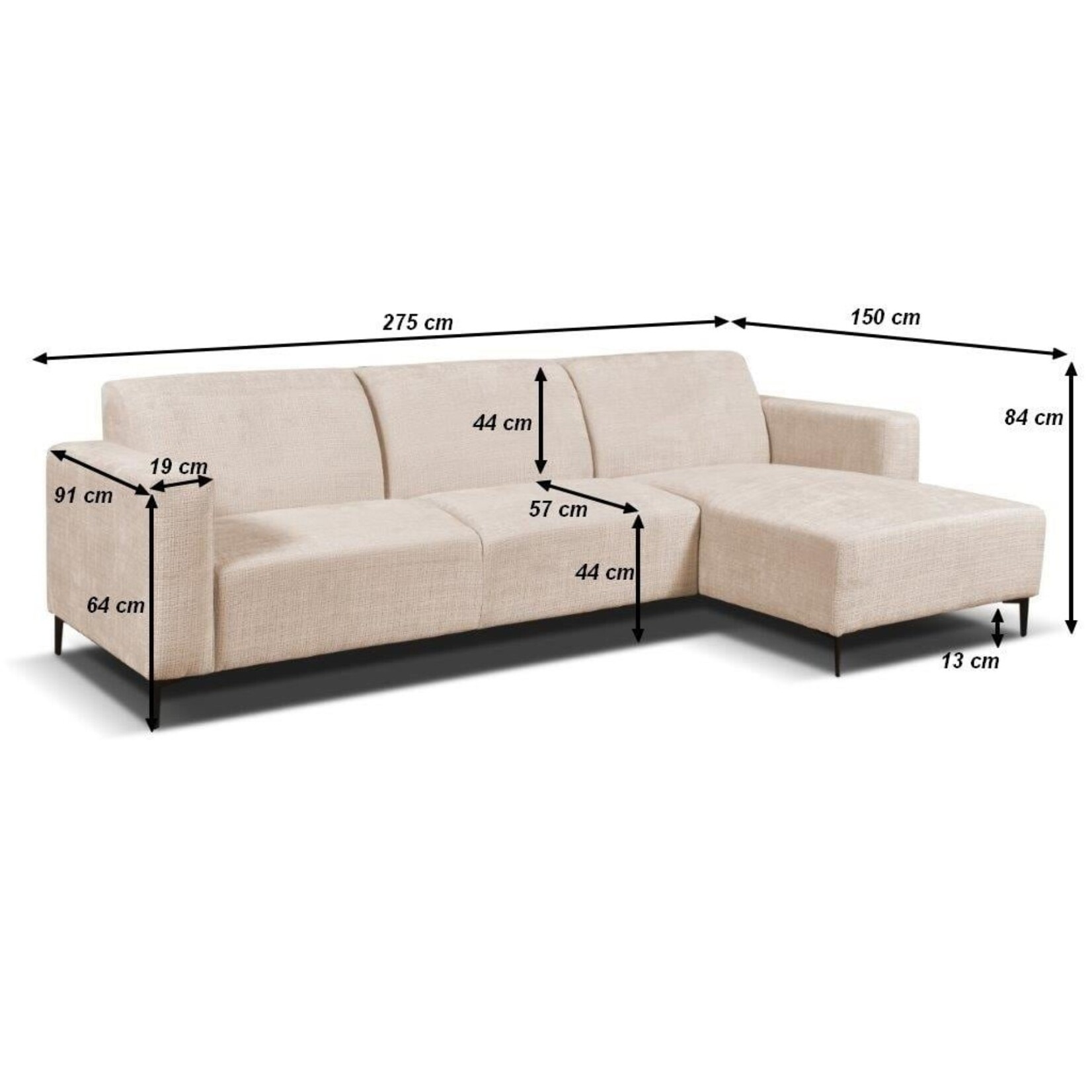 Ronald Hoekbank Ronald stof Beige Cremona 2 rechts