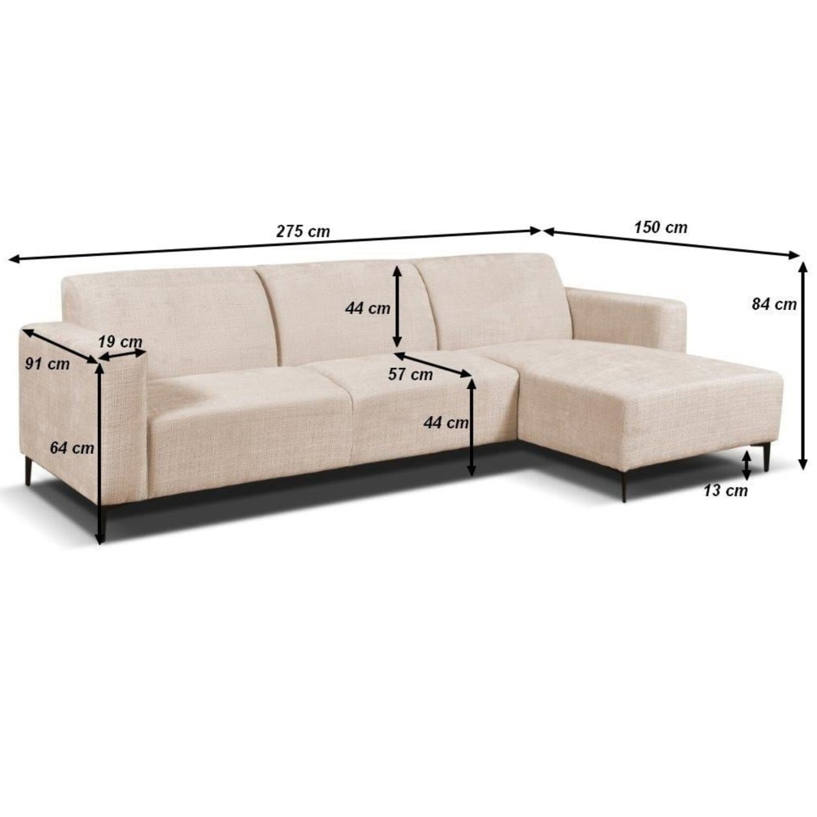 Hoekbank Ronald stof Beige Cremona 2 links