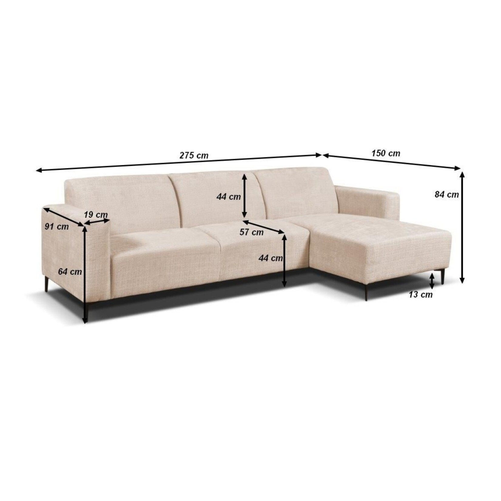 Ronald Hoekbank Ronald stof Beige Cremona 2 links