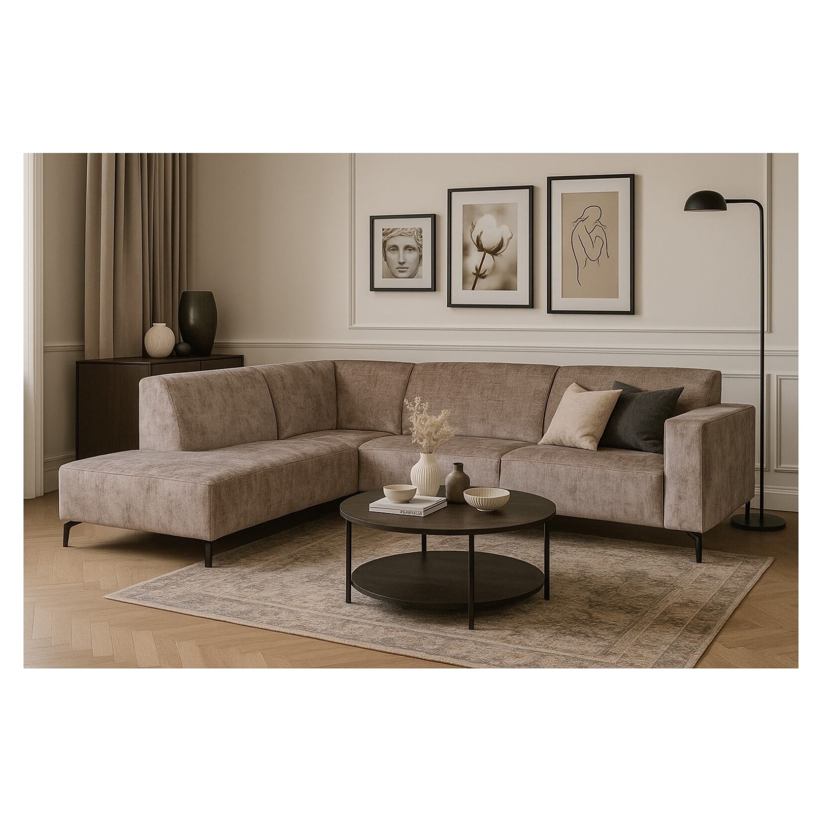 Mona Hoekbank Mona antraciet Stone links