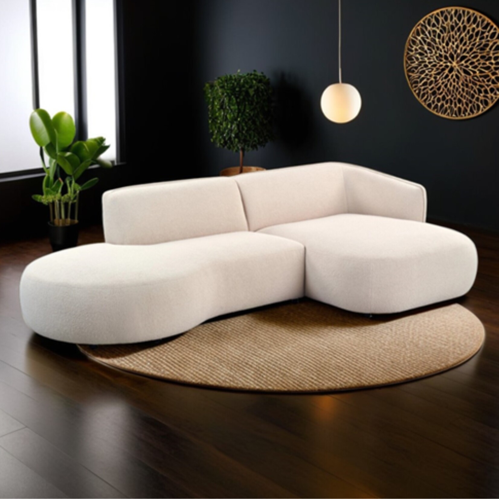 Luik Luik hoekbank rond Beige Rechts