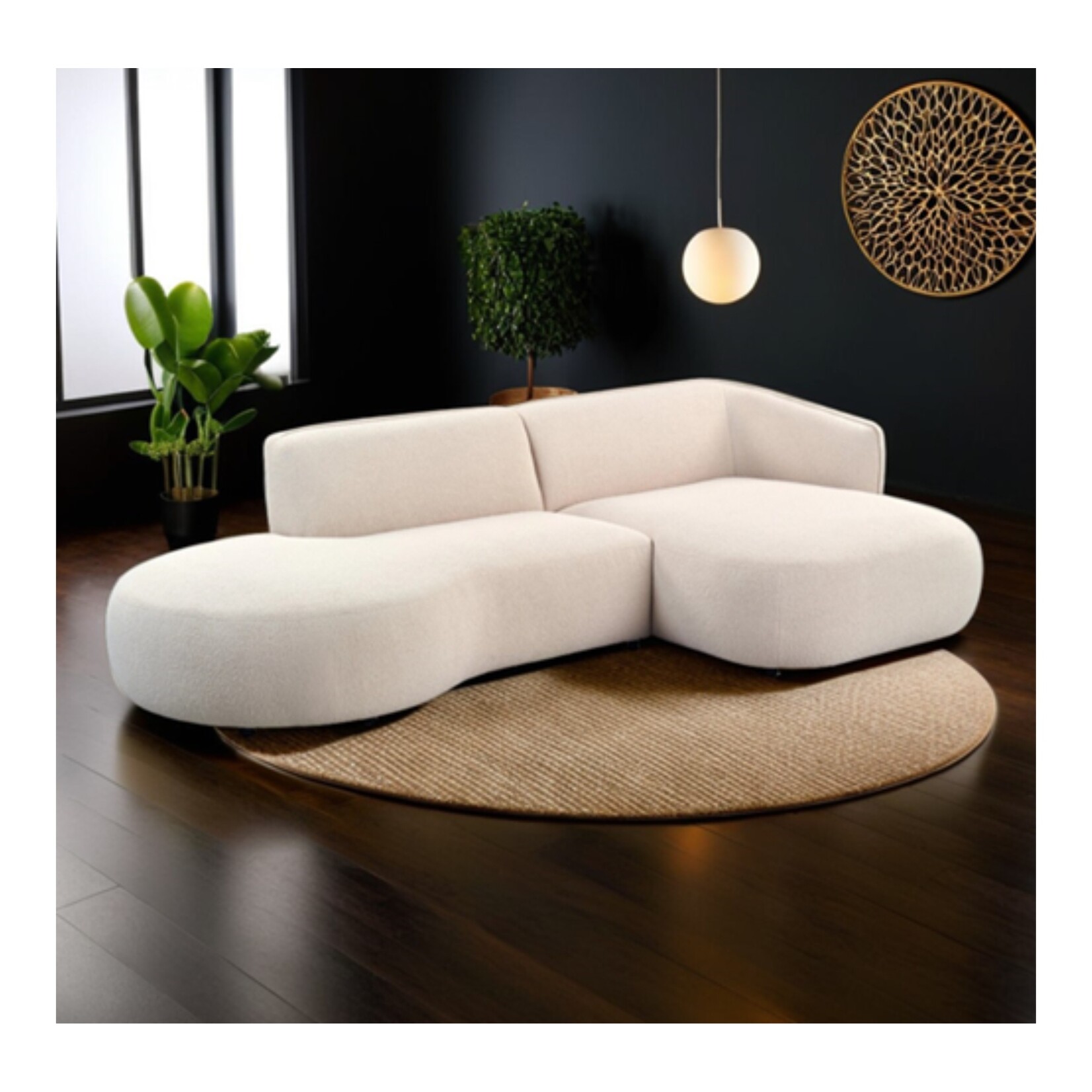 Luik Luik hoekbank rond Beige Rechts