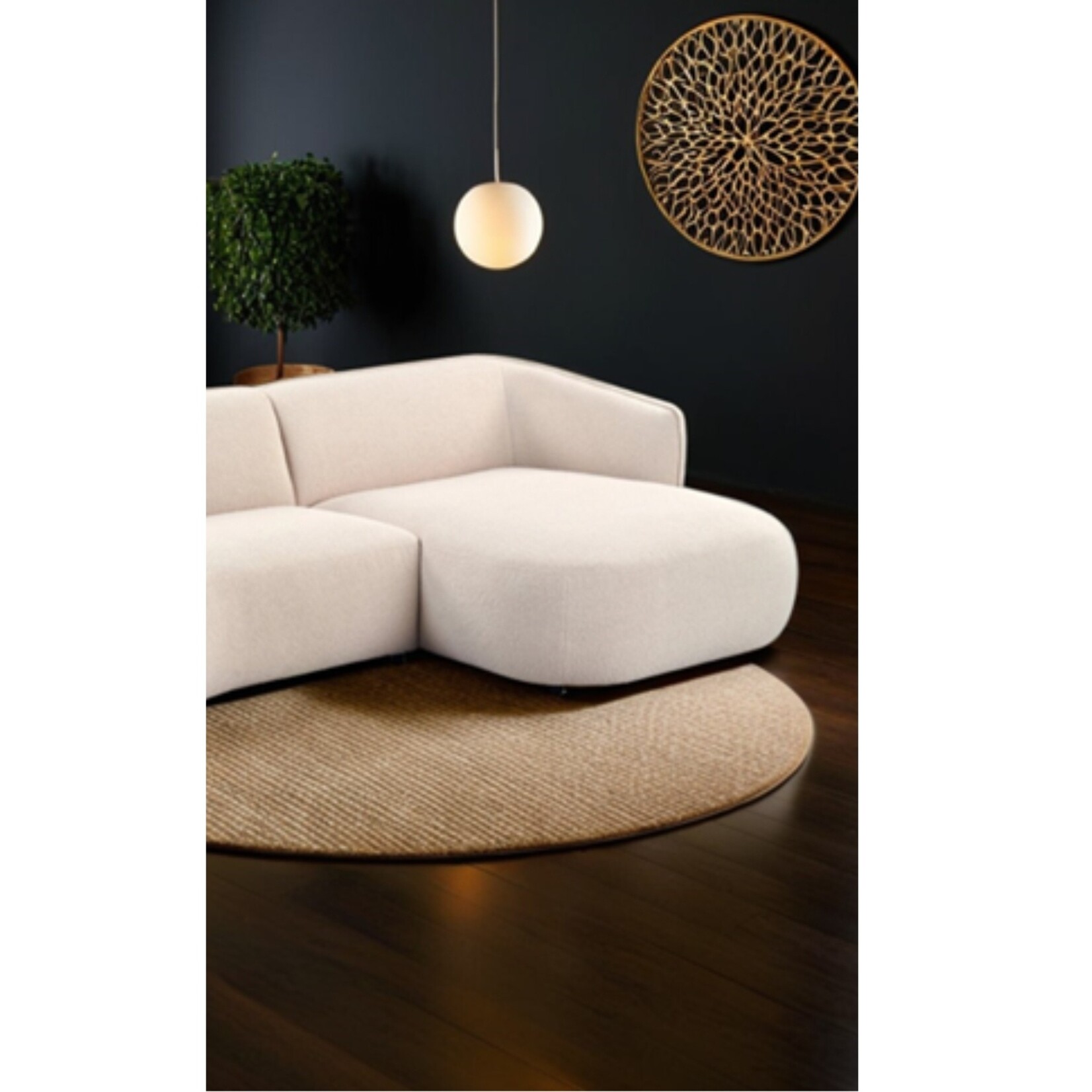 Luik Luik hoekbank rond Beige Rechts