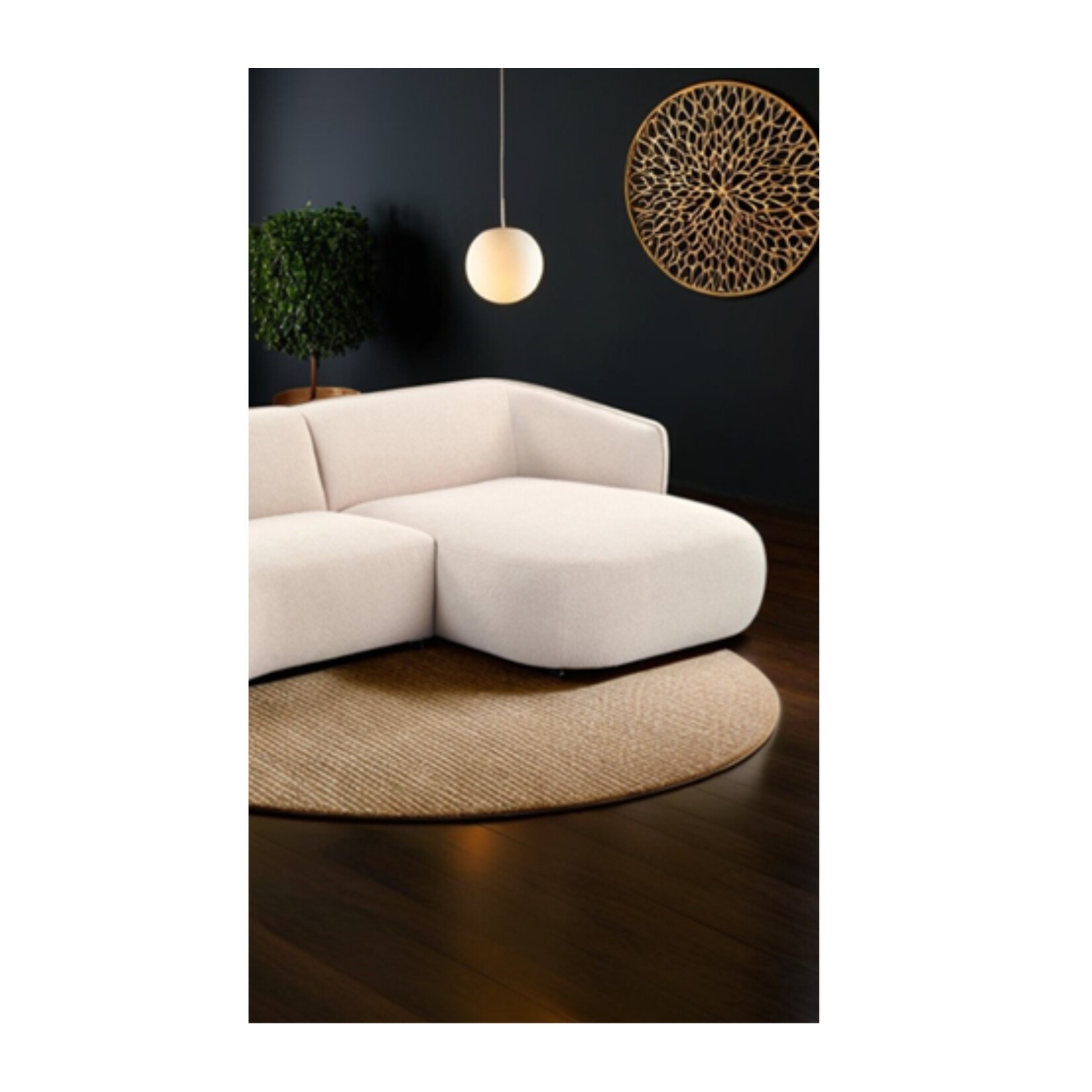 Luik Luik hoekbank rond Beige Rechts
