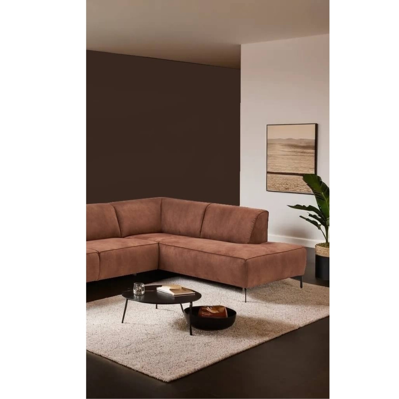 Stilo Hoekbank Stilo Cognac Rechts