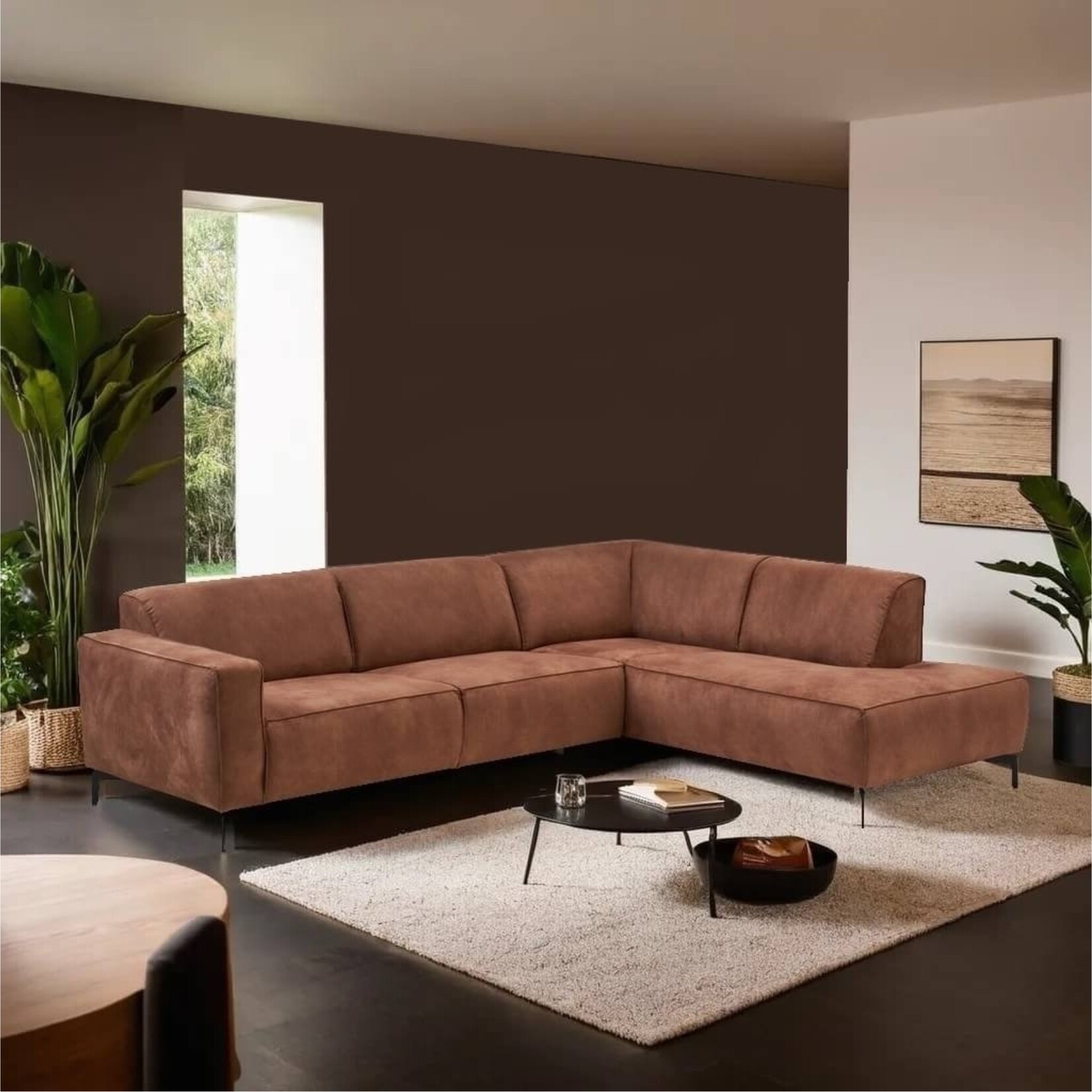 Stilo Hoekbank Stilo Cognac Rechts