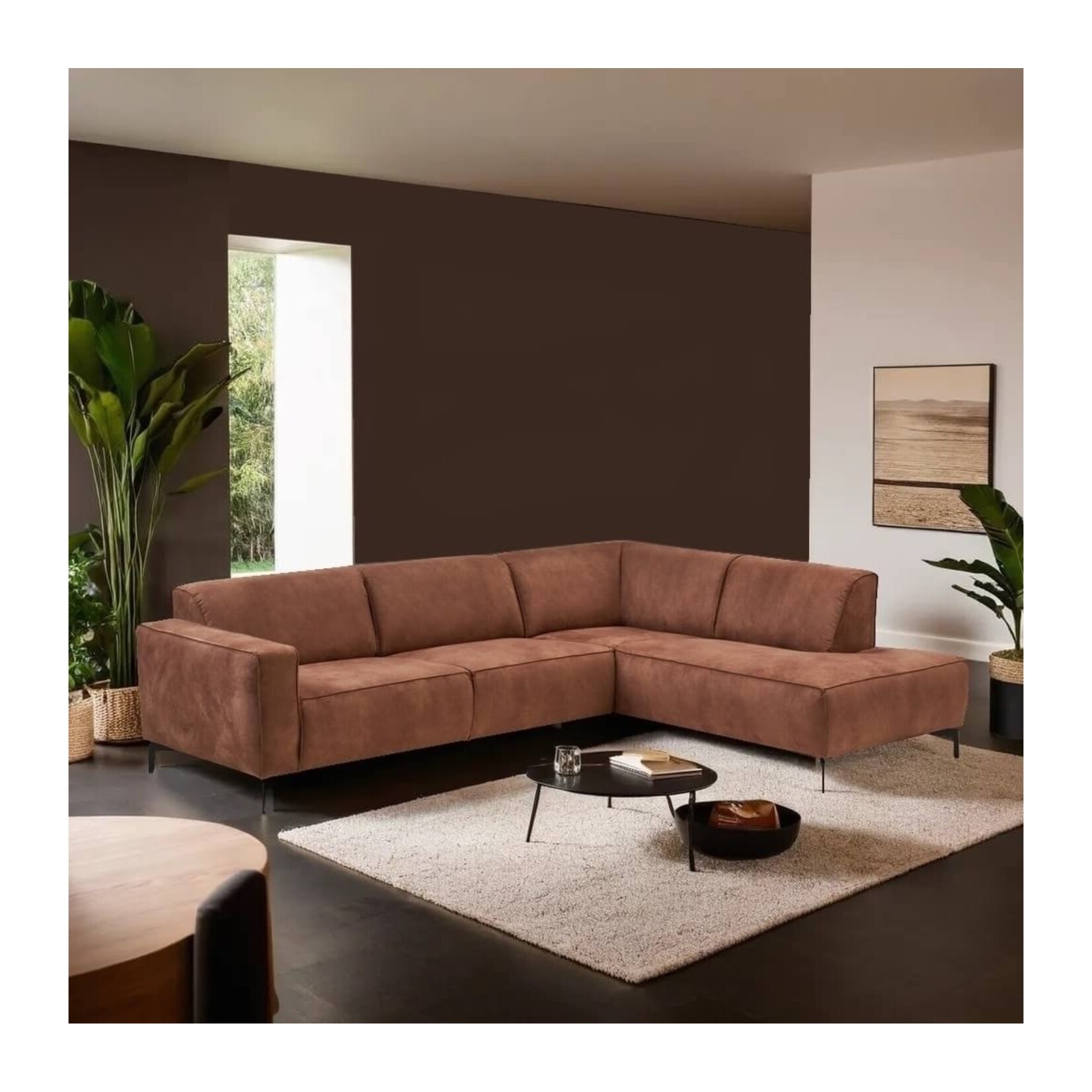 Stilo Hoekbank Stilo Cognac Rechts