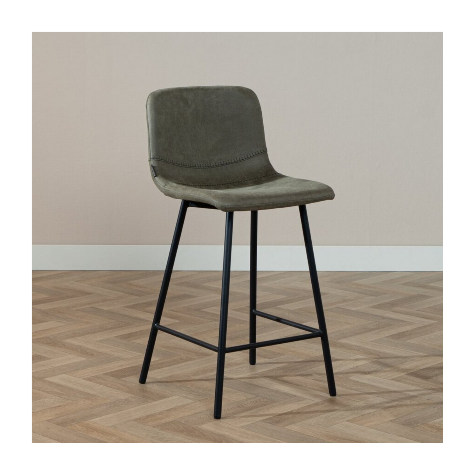 Barkruk Mikky olijfgroen eco-leer 65-78 cm