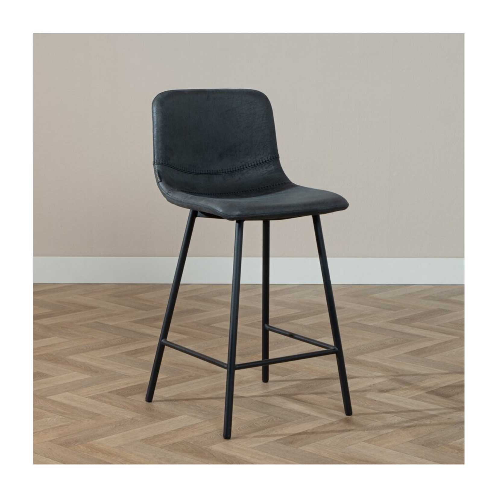Barkruk Mikky Zwart eco-leer 65-78 cm