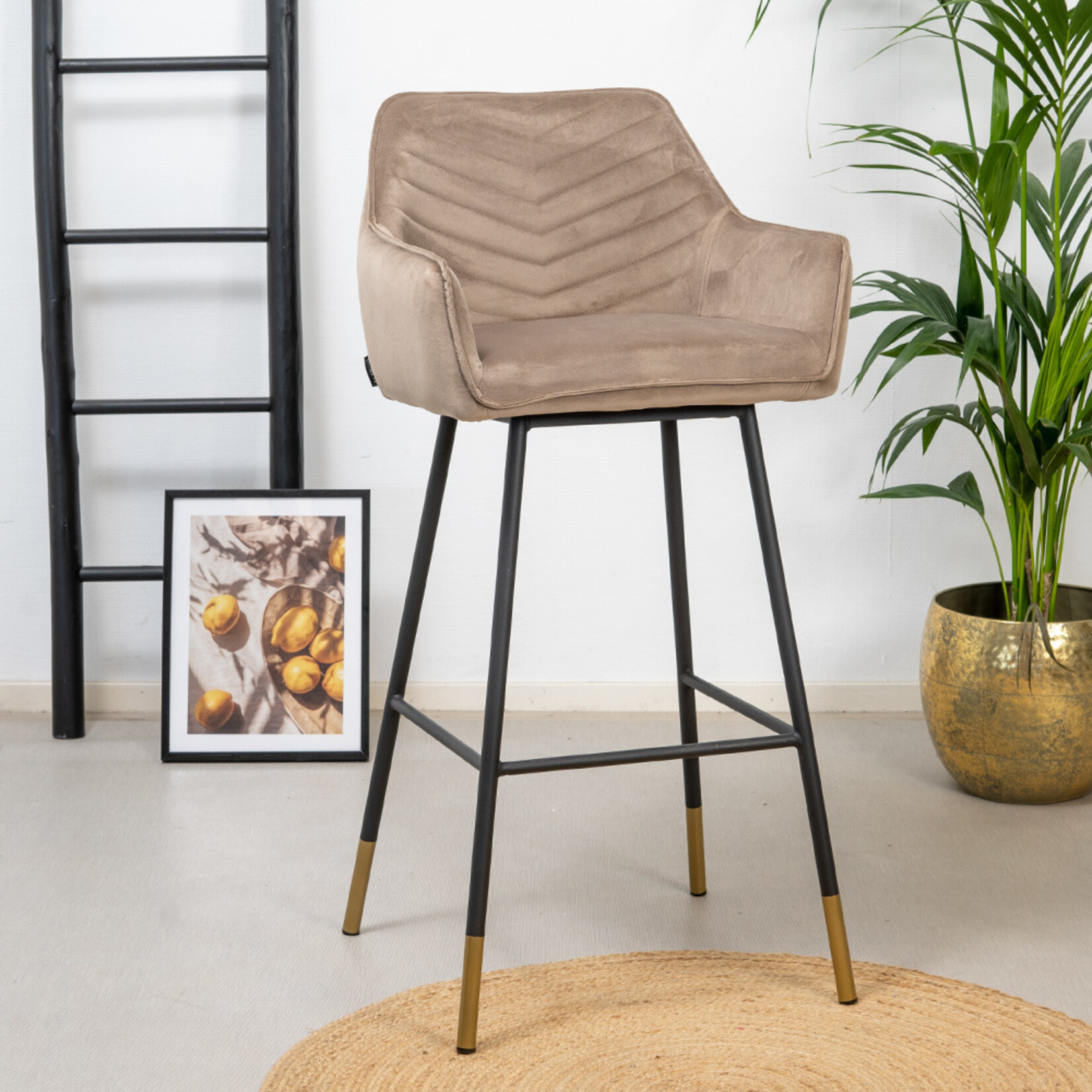 Barkruk Fiona taupe velvet 65 – 78 cm