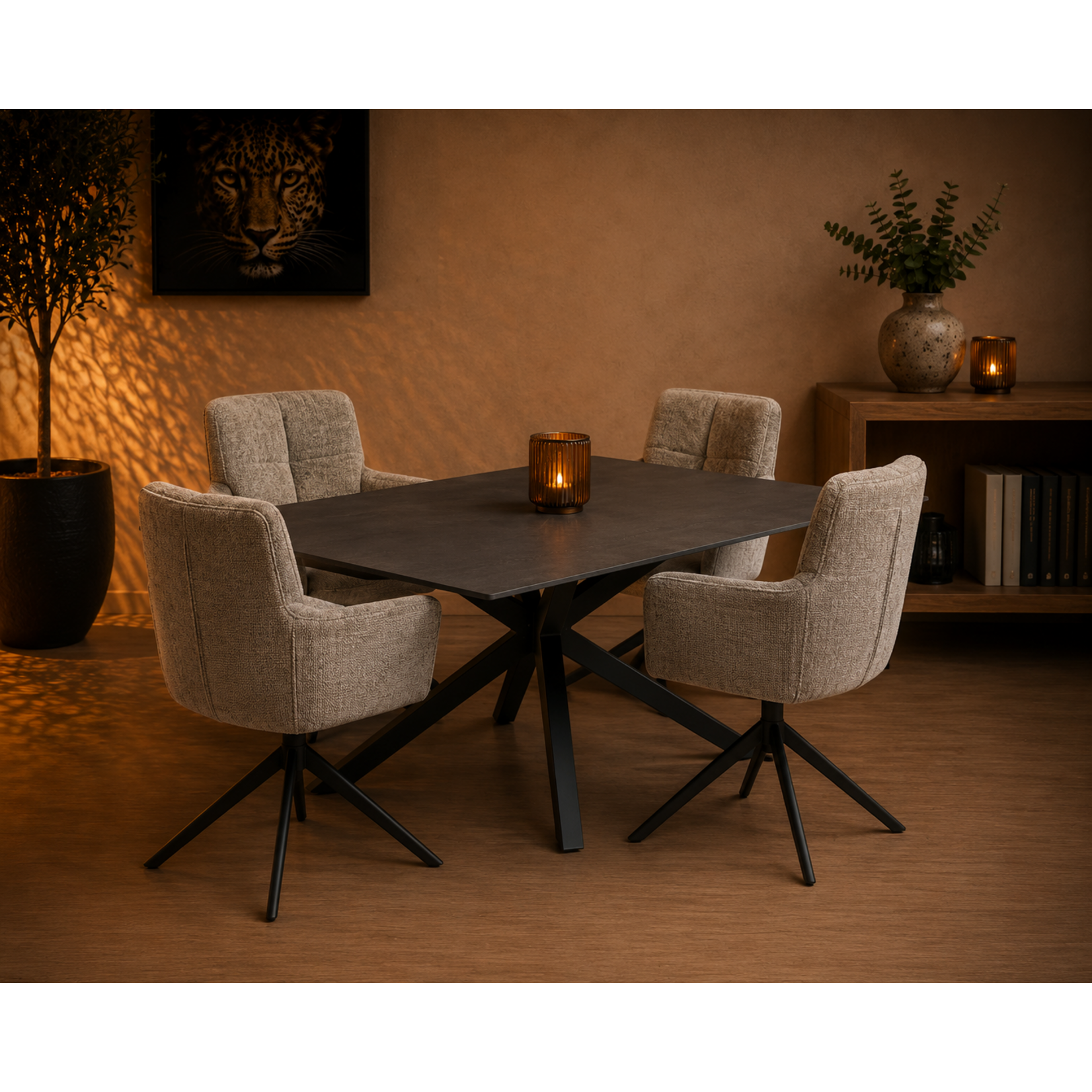 RV Design Alex armstoel Stof Cremona #85 Licht Grijs - 360 Draaibaar frame zwart A360