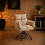 RV Design Nova armstoel Stof Cremona #14 Beige - 360 Draaibaar frame zwart P14