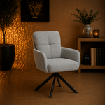 RV Design Fred armstoel - Stof Retro Bliss #83-Grijs - draaivoet 180 zwart