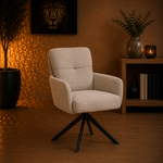 RV Design Fred armstoel - Stof Retro Bliss #03-Naturel - draaivoet 180 zwart