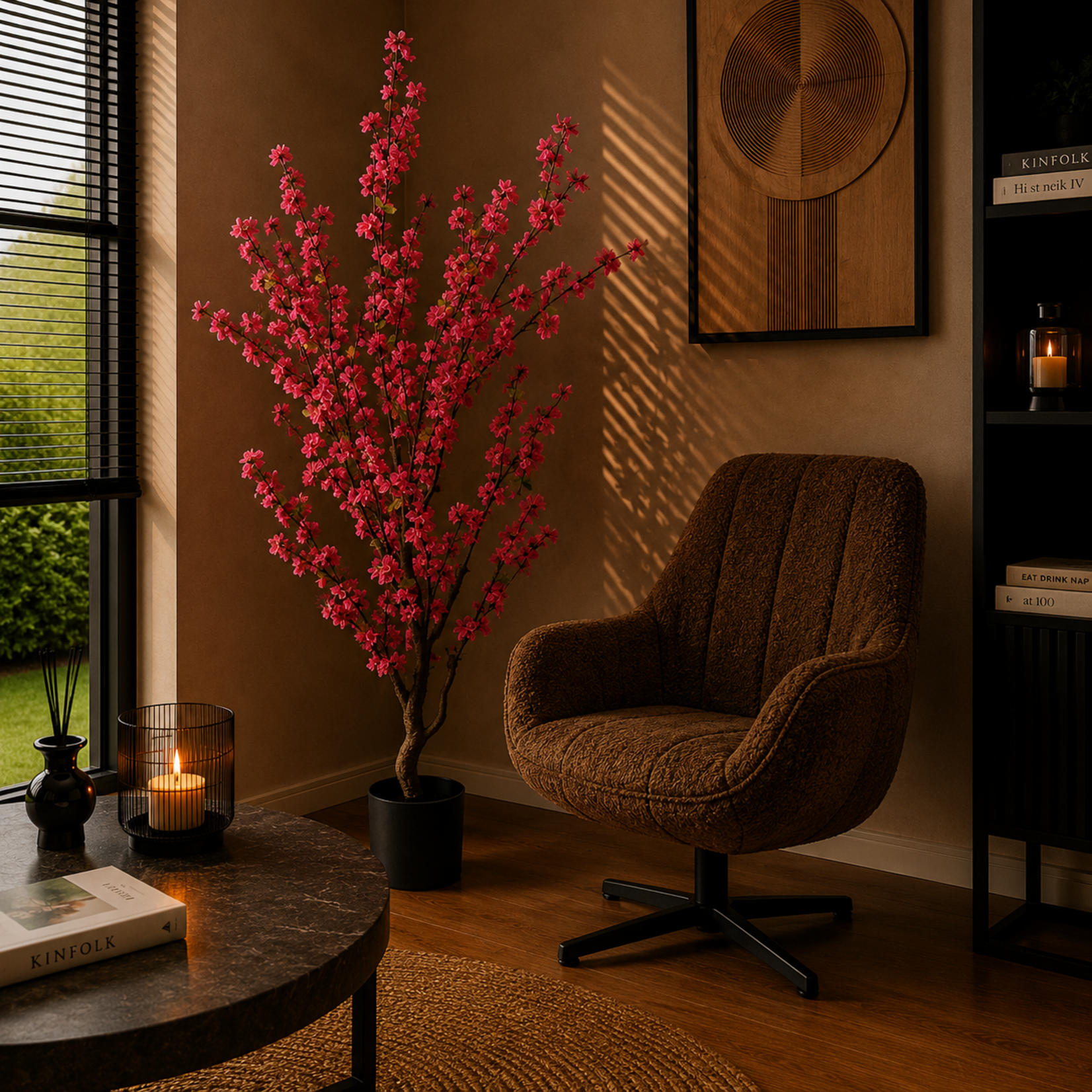 NeverLeafs Kunstplant bloesem 150cm roze