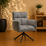 RV Design Nova armstoel Stof Cremona #85 Licht Grijs - 360 Draaibaar frame zwart A360