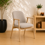 Leo eetkamerstoel met armleuning, stof Monza beige