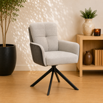 RV Design Fred armstoel - Stof Ecru+Cowboy 104 - draaivoet 180 zwart