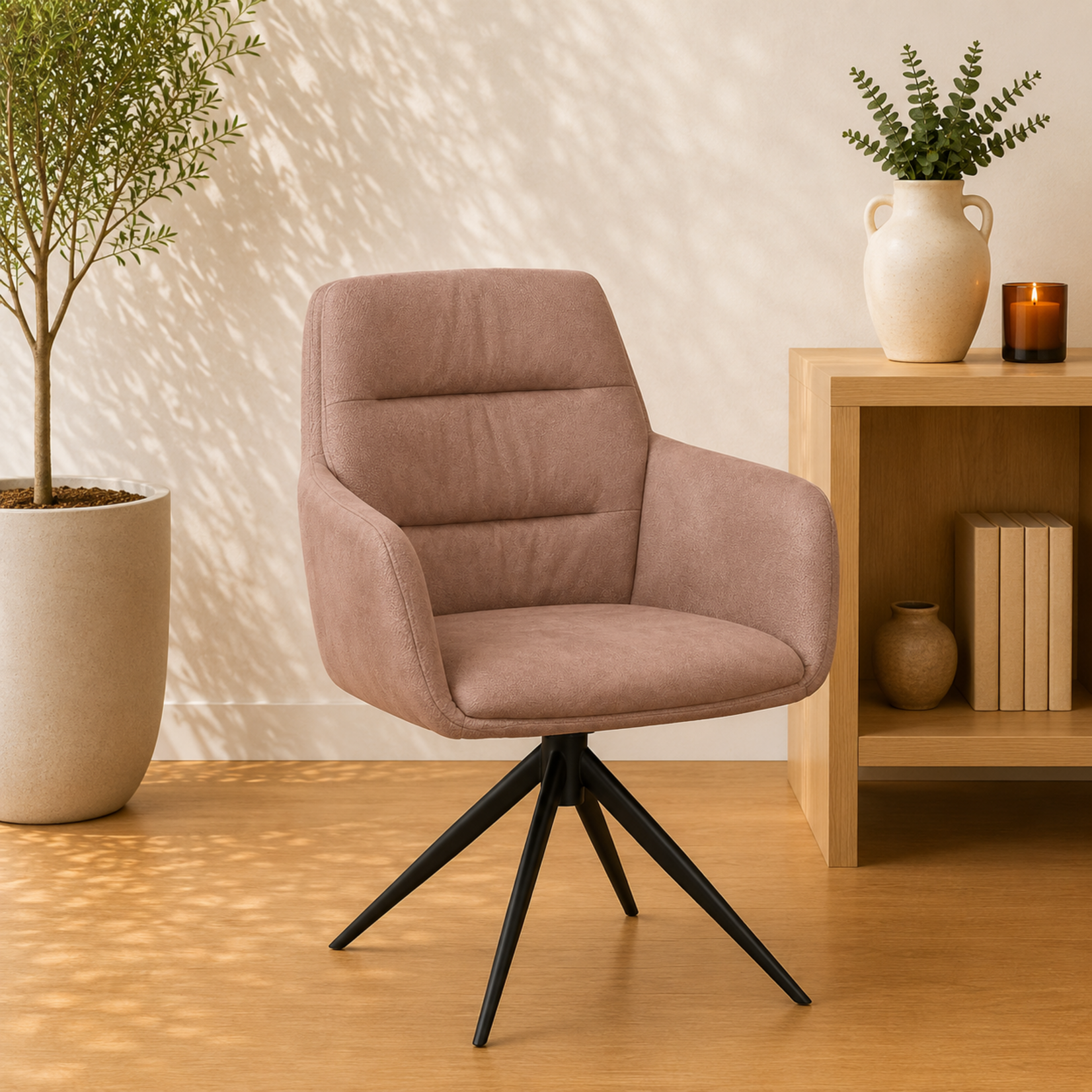 Maxfurn Eetkamerstoel Paco Taupe draaibaar