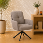 RV Design Fred armstoel - Stof Retro Bliss #18-Taupe - draaivoet 180 zwart
