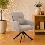 RV Design Fred armstoel - Stof Retro Bliss #03-Naturel - draaivoet 180 zwart