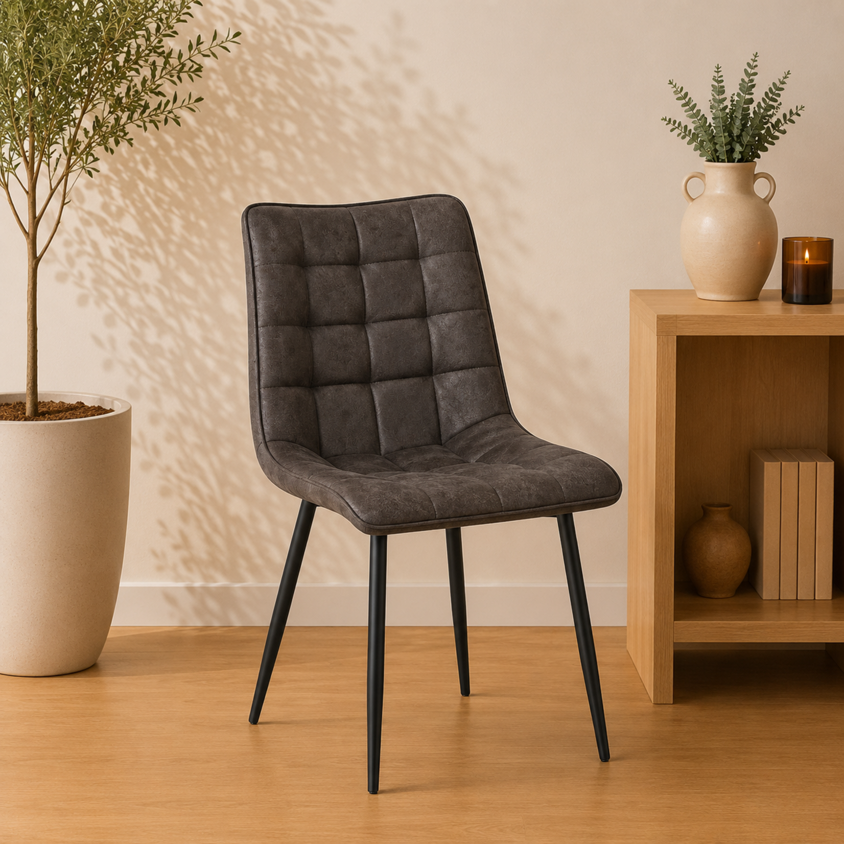 Benoa Eetkamerstoel Lucille Antraciet (set van 4)