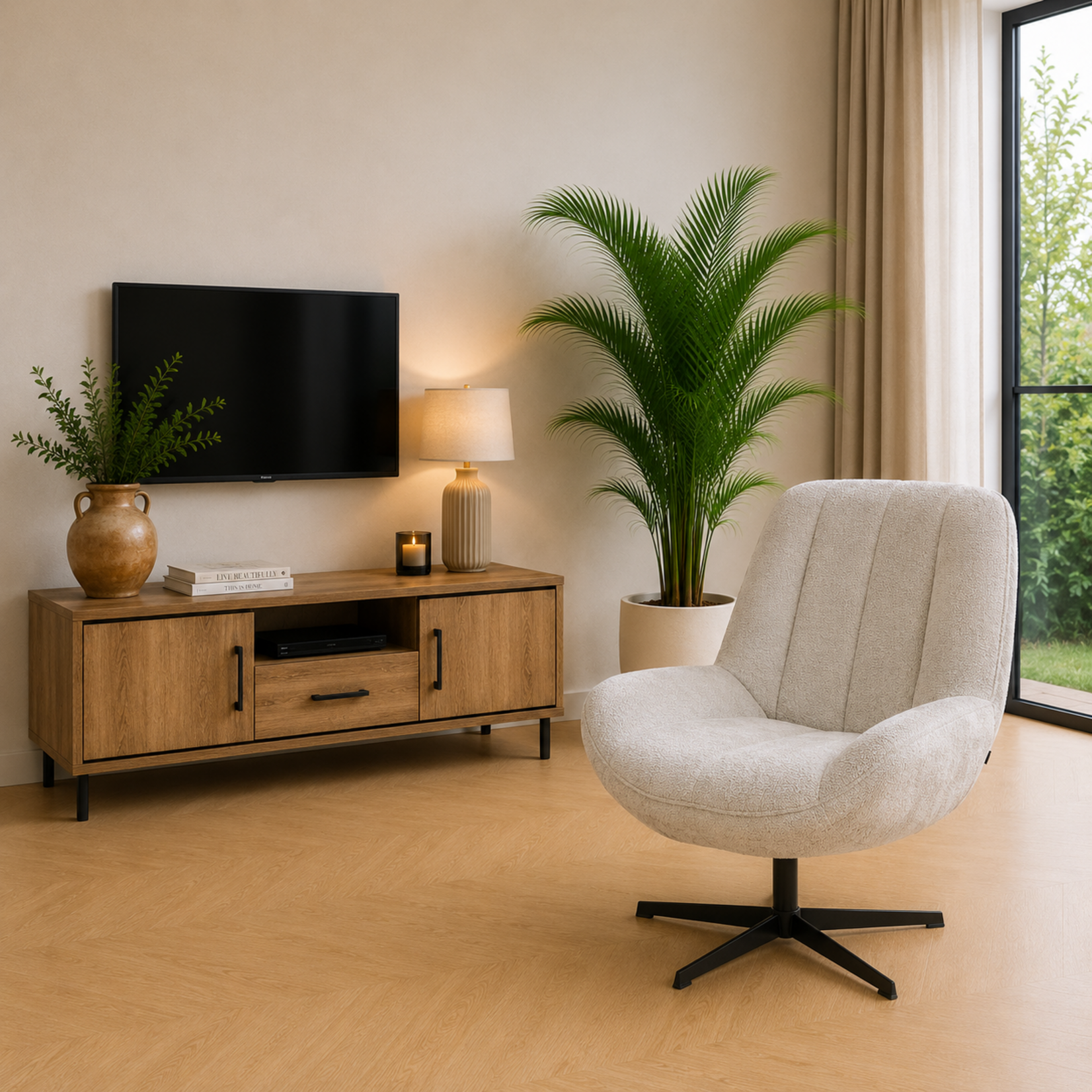 Zuma Fauteuil Zuma – Comfortabele stoel in Movie-stof Naturel
