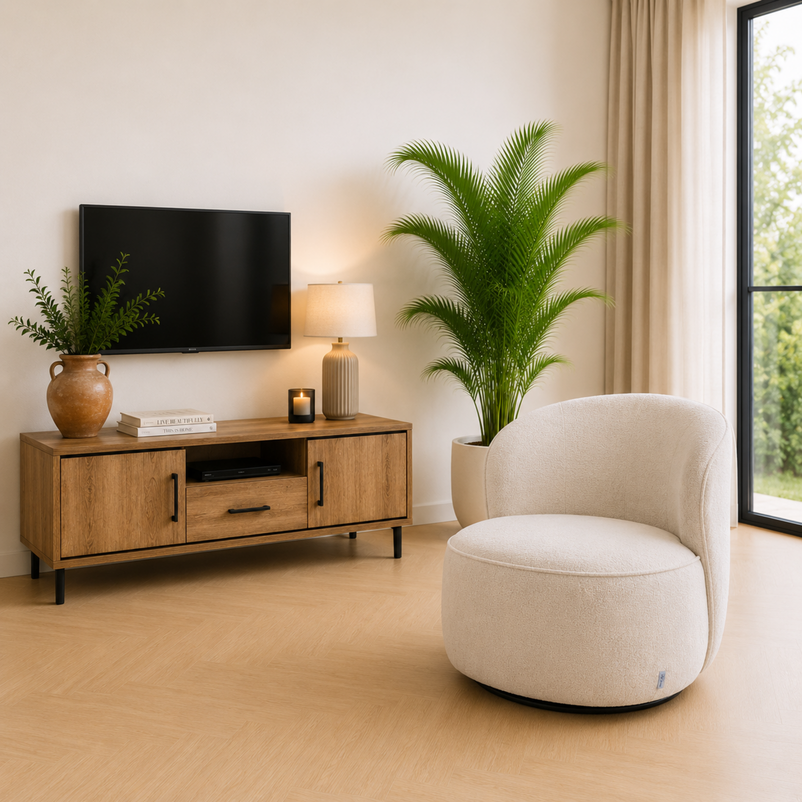 RV Design Sammy Draaifauteuil Stof Loris #01 Cream