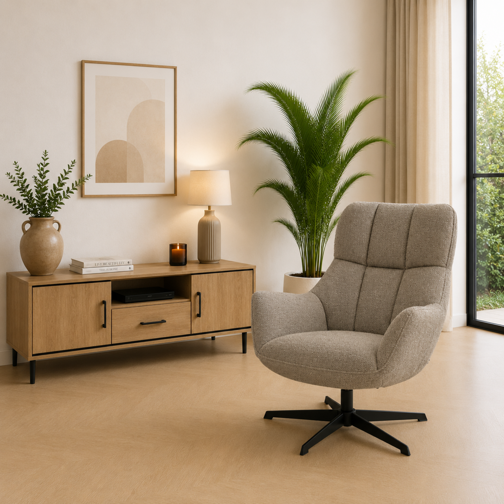 Maxfurn Fauteuil Modesto Dolphin – Draaifauteuil in zachte Art-stof