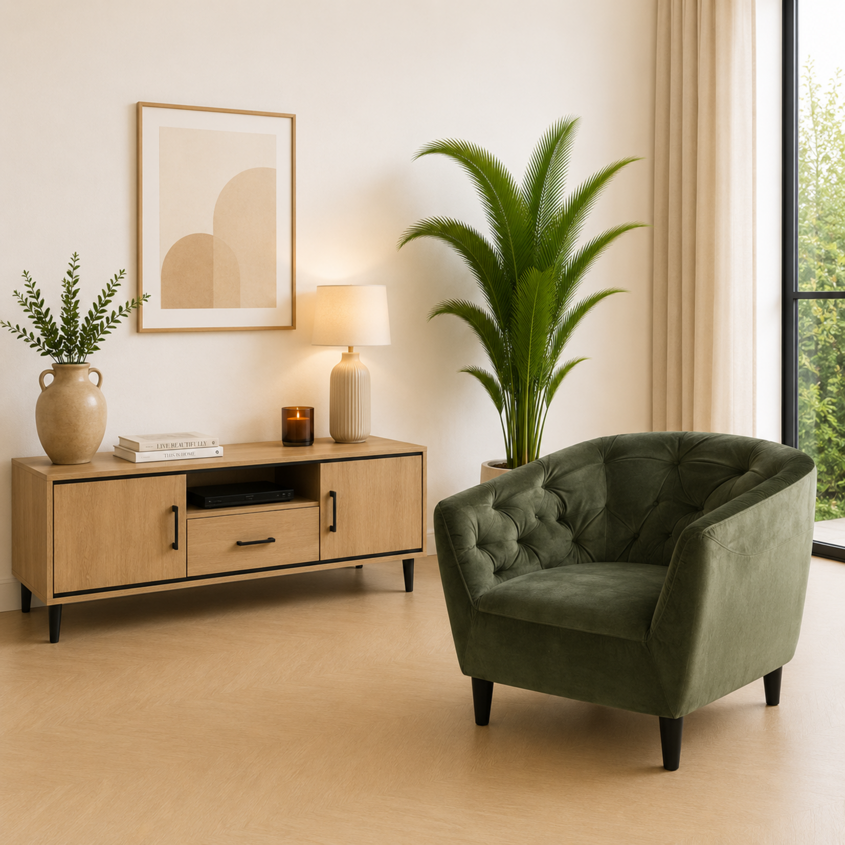 Ria Ria lounge stoel – fluwelen stof – Forest green