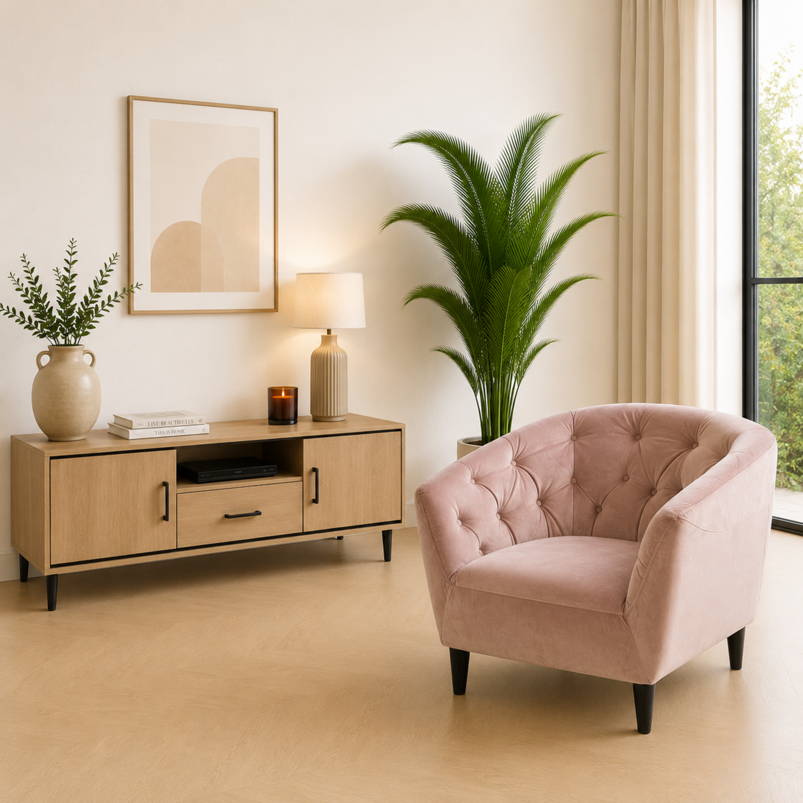 Ria Ria lounge stoel – fluwelen stof – Dusty rose