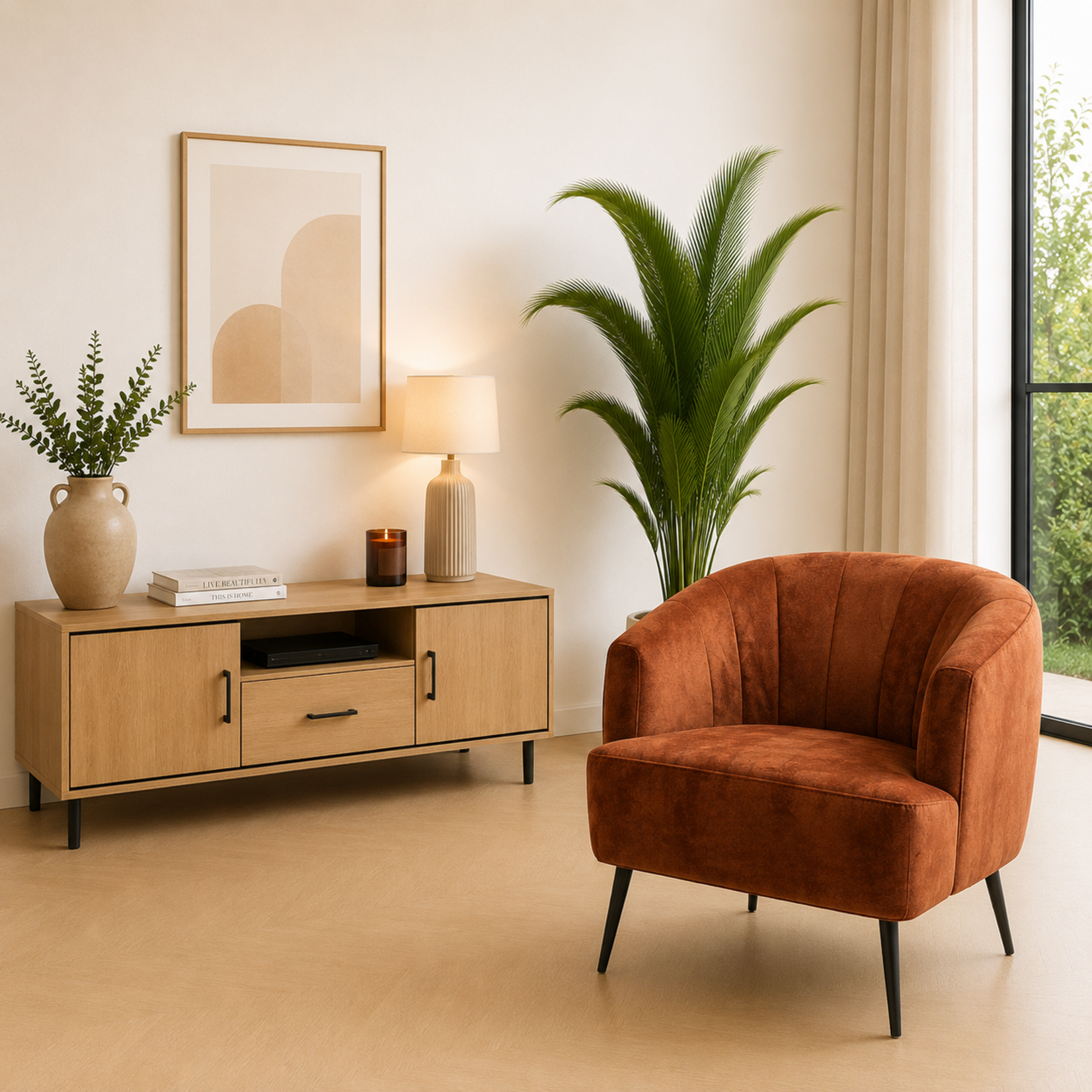 Billy Fauteuil Billy Koper Rood Velvet