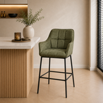 Barstoel Aaron microvezel - Leatherlook olijfgroen 82 cm