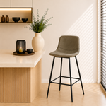 Barkruk Mikky olijfgroen eco-leer 65-78 cm