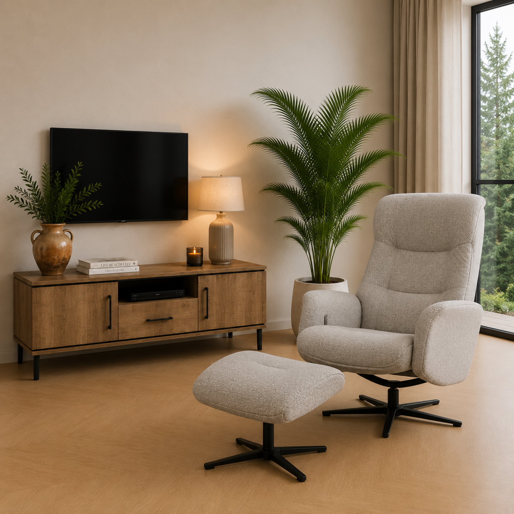 Detroit Relaxfauteuil model Detroit Manueel + Hocker Uitlopend Model