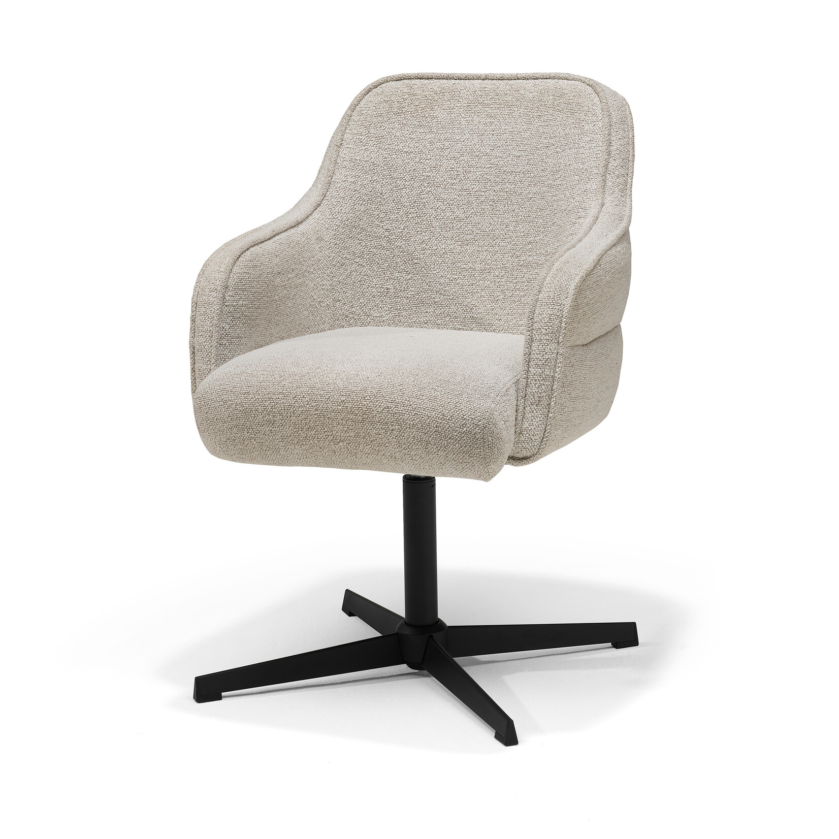 RV Design Atlas armstoel Stof Alpine #01 Naturel - 360 Draaibaar frame Zwart