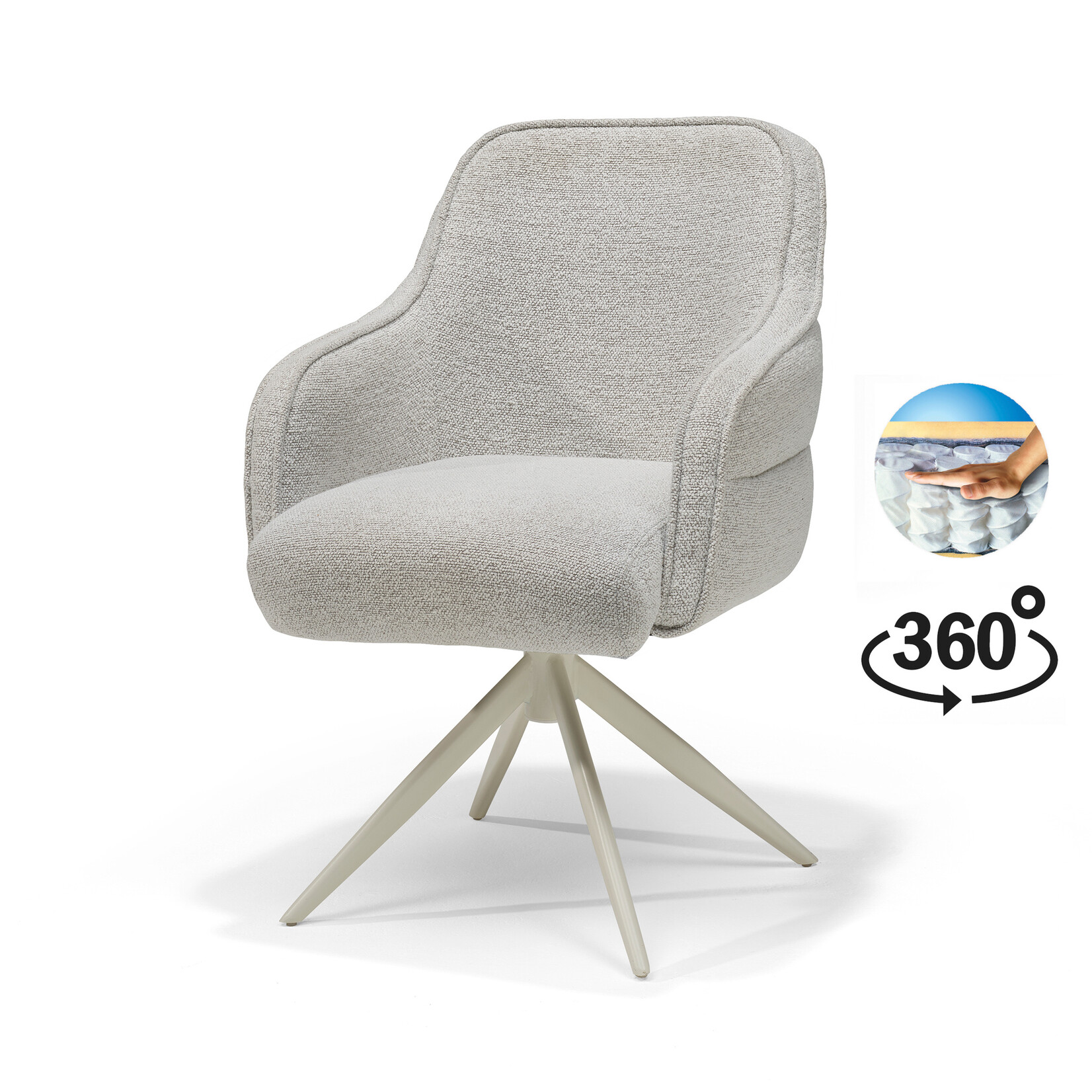 RV Design Atlanta armstoel Stof Alpine #186 Champagne - 360 Draaibaar frame Beige P03