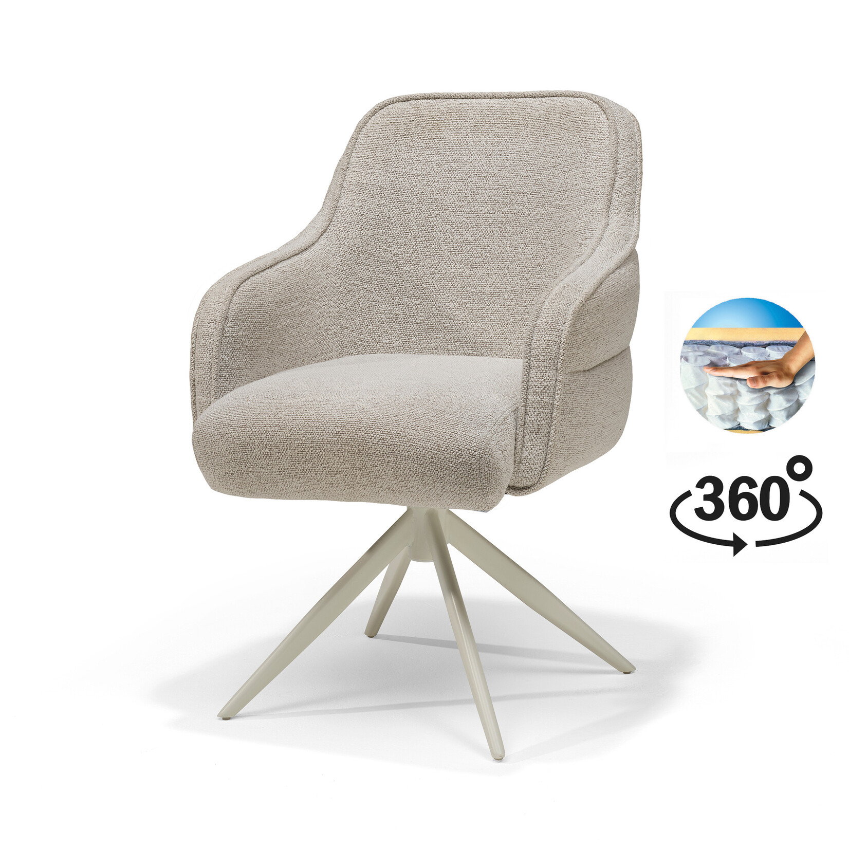 RV Design Atlanta armstoel Stof Alpine #01 Naturel - 360 Draaibaar frame Beige P03