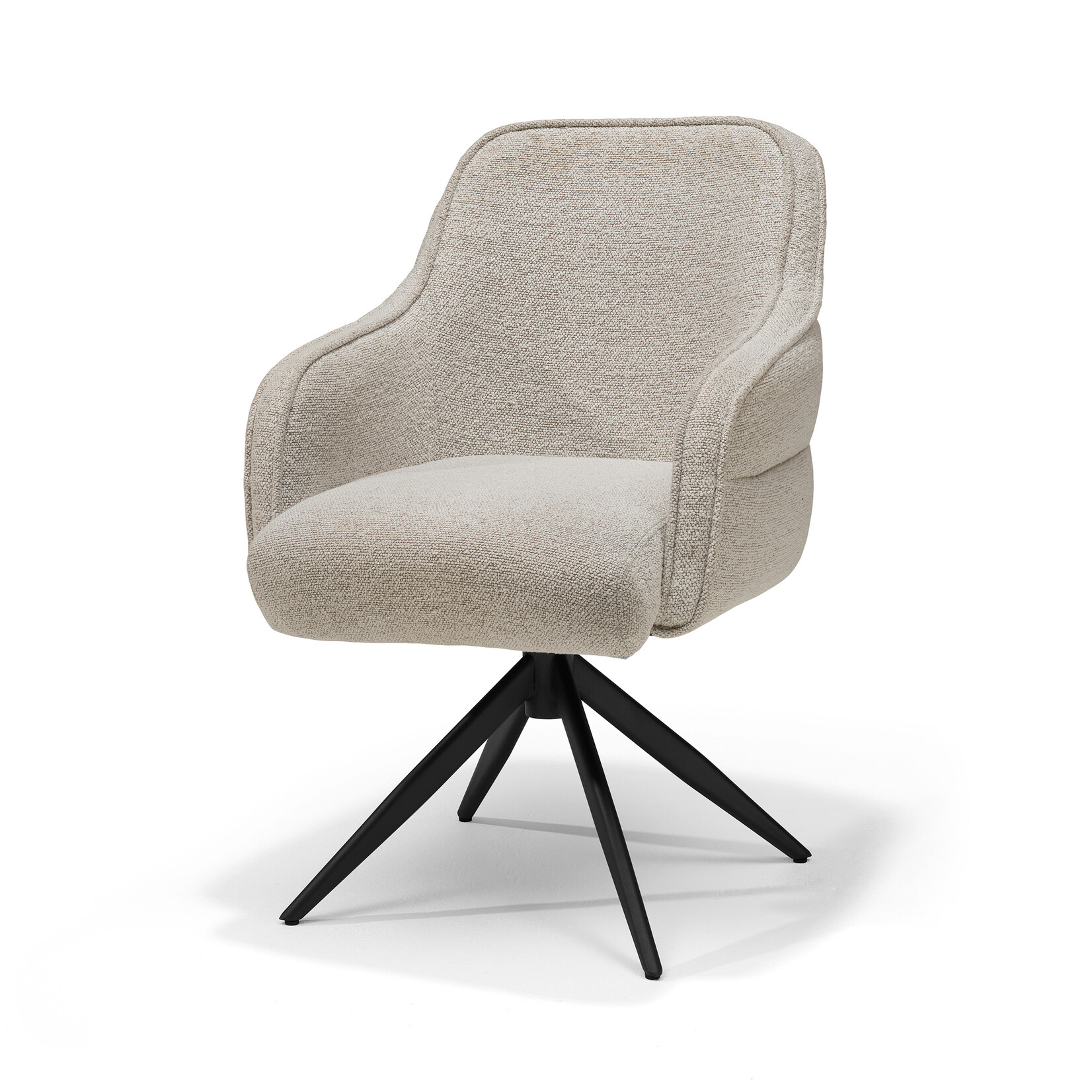 RV Design Atlanta armstoel Stof Alpine #01 Naturel - 360 Draaibaar frame Zwart P03