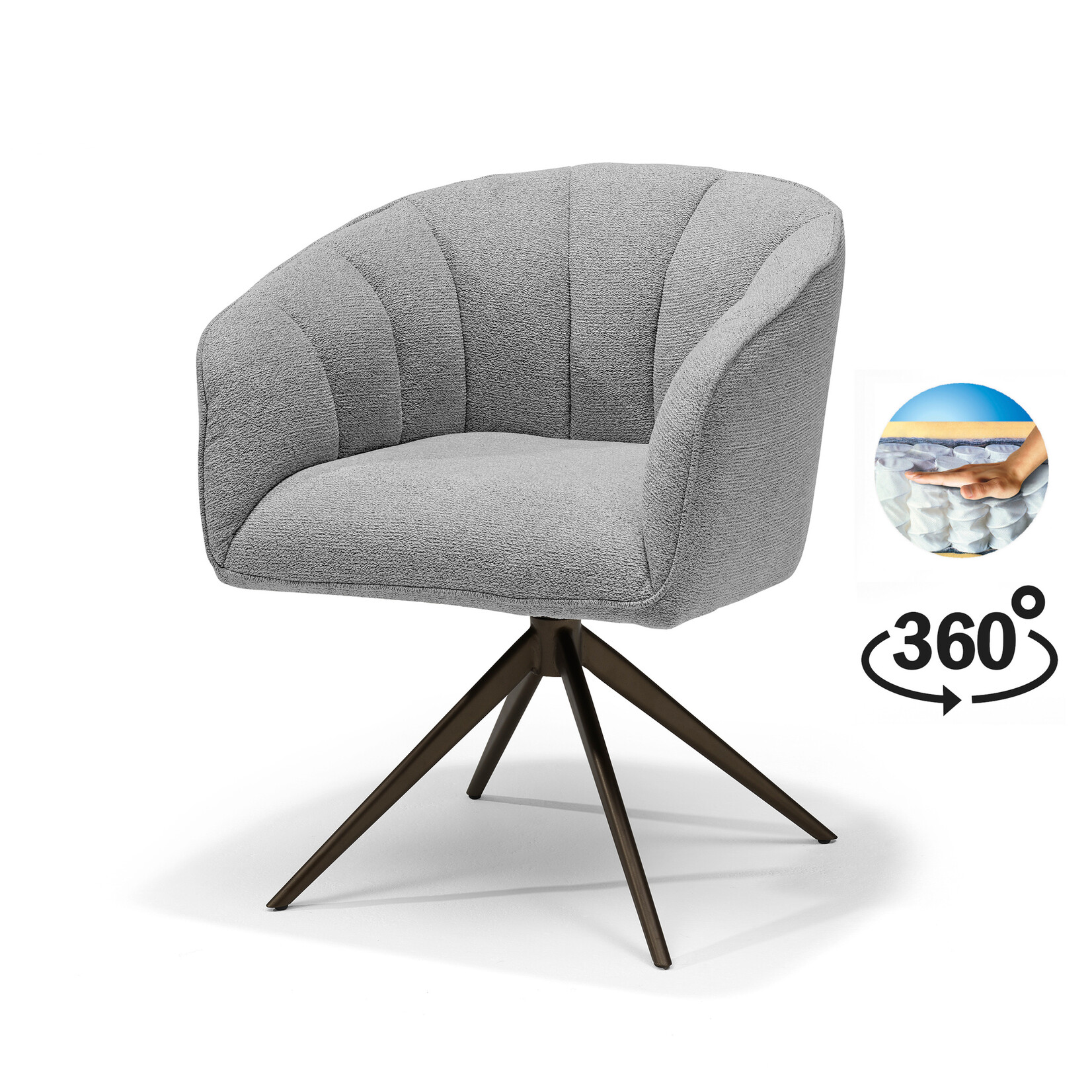 RV Design Cocoon armstoel Stof Sahara Grey - 360 Draaibaar frame Anodic Brown