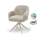 RV Design Austin armstoel Stof Cremona #02 Ecru - 360 Draaibaar frame Beige P03