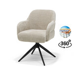 RV Design Austin armstoel Stof Cremona #02 Ecru - 360 Draaibaar frame Zwart P03